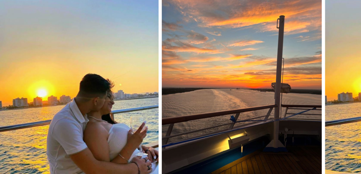 Couple enjoying sunset views on a romantic Goa cruise