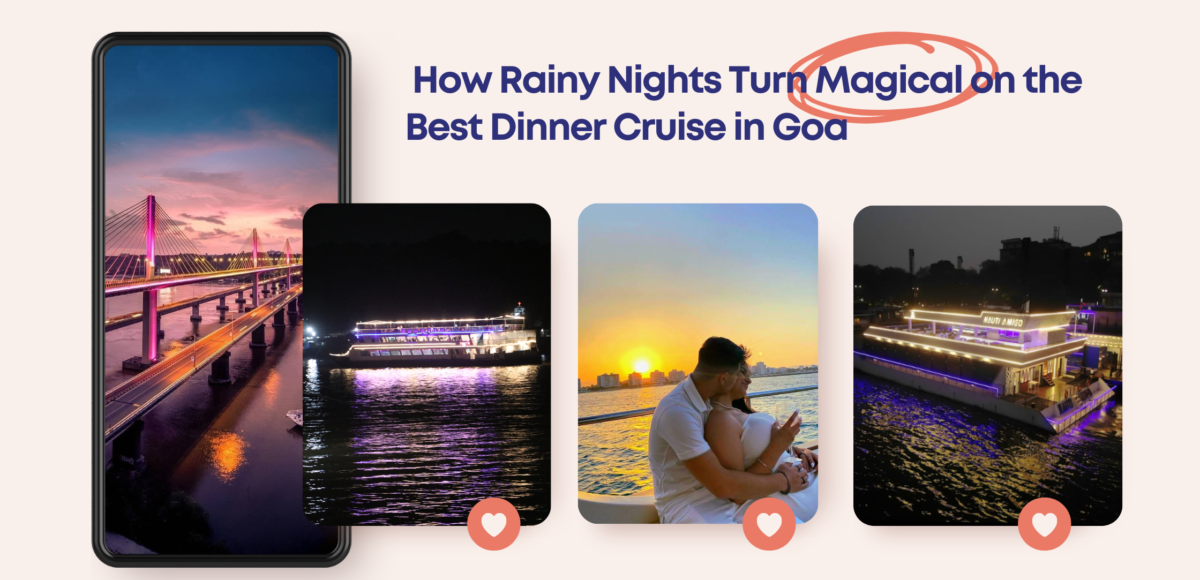 Top-deck of the best dinner cruise in Goa with multi-course dinner setup, surrounded by river breeze and starry skies.