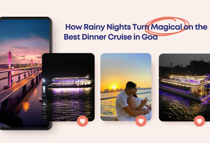 Top-deck of the best dinner cruise in Goa with multi-course dinner setup, surrounded by river breeze and starry skies.